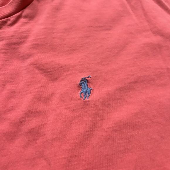 Polo Ralph Lauren Men's V Neck T-Shirt Watermelon Pink Short Sleeve Large Logo - Picture 5 of 5